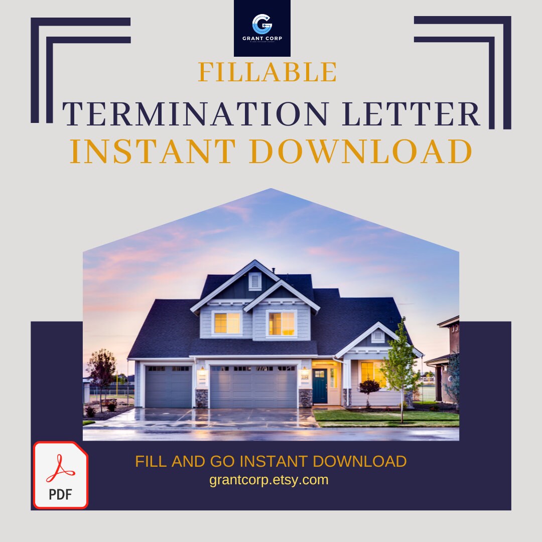 Lease Termination Letter Template | Fillable PDF, Instant Download, End Lease Now