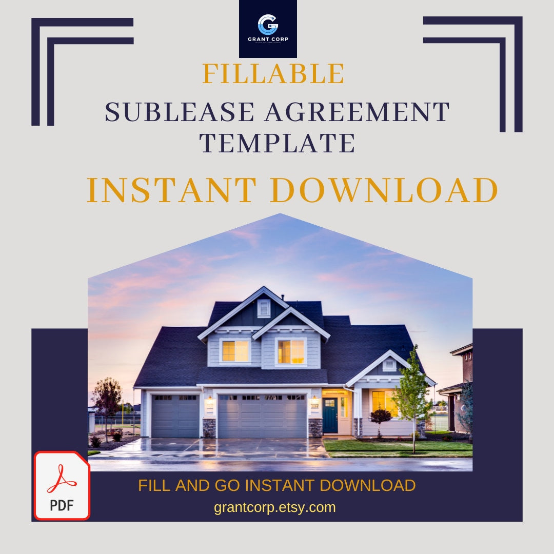 Sublease Contract Template | Fillable PDF, Instant Access