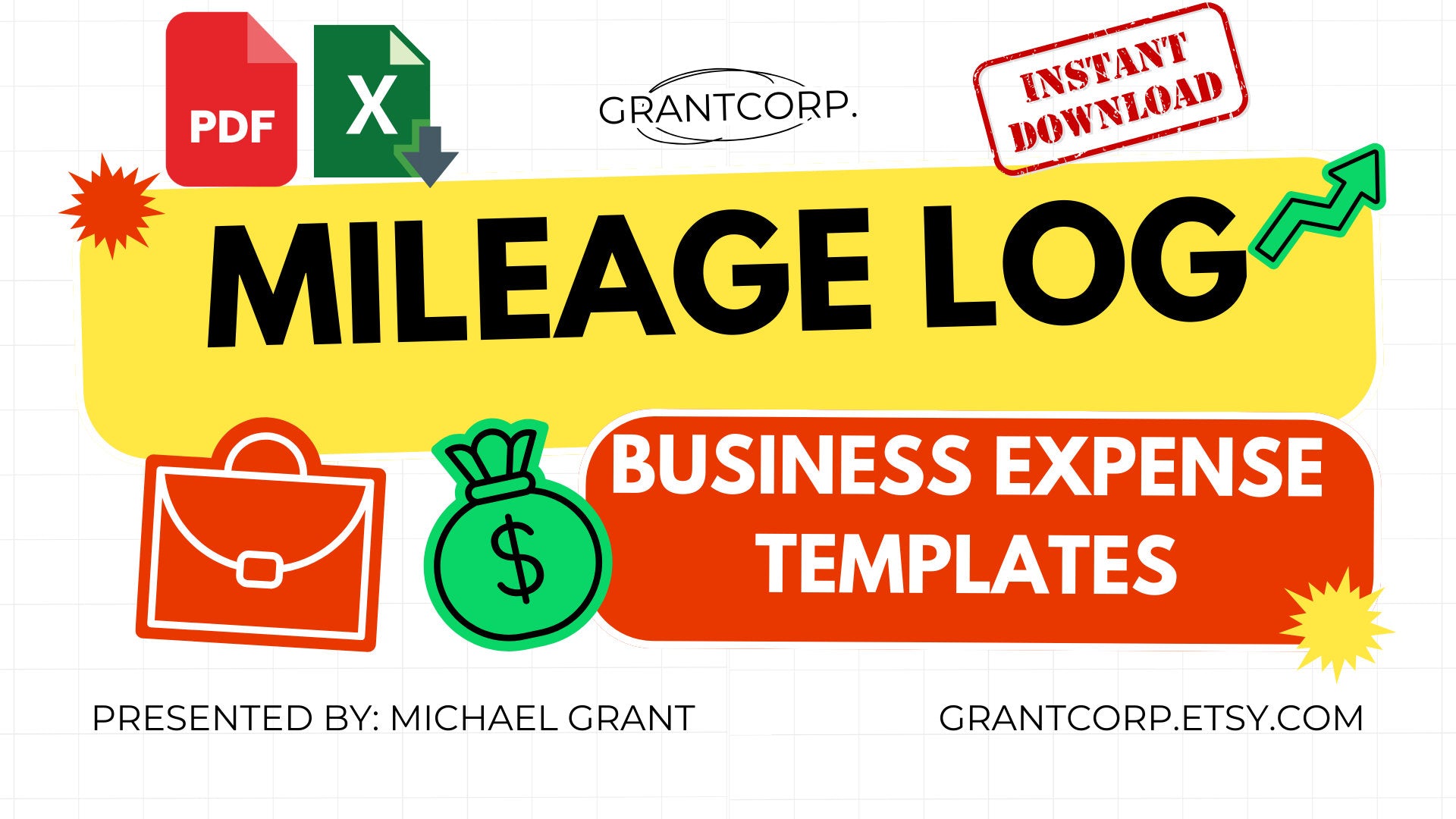 Track Mileage & Expenses Easily: Fillable PDF/Excel Log, Instant Download